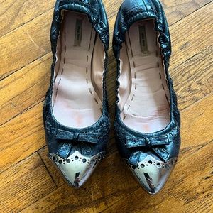 Stunning Miu Miu metallic toe ballet flats 39.5